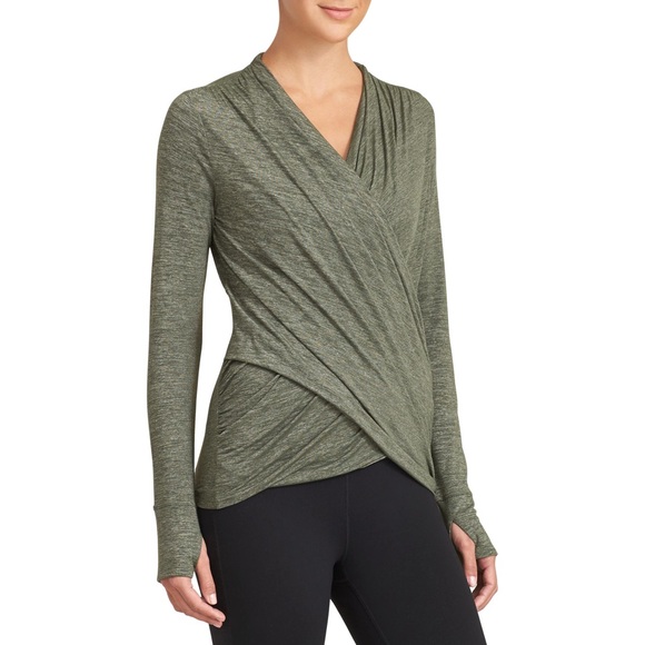 Athleta Tops - ATHLETA Odyssey Wrap Long Sleeve Top Green Small Yoga Casual Comfy